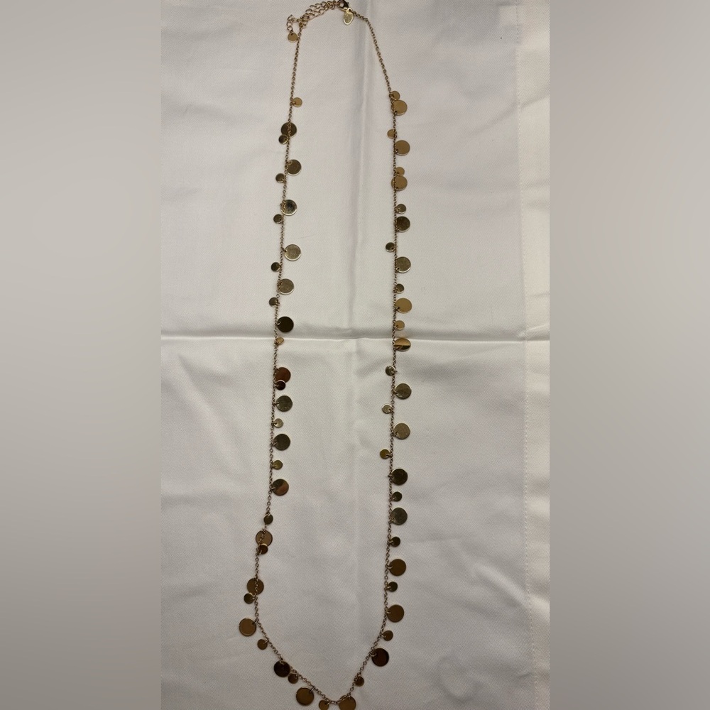 Lia Sophia Gold Coin Necklace Long Chain Layering Statement Jewelry